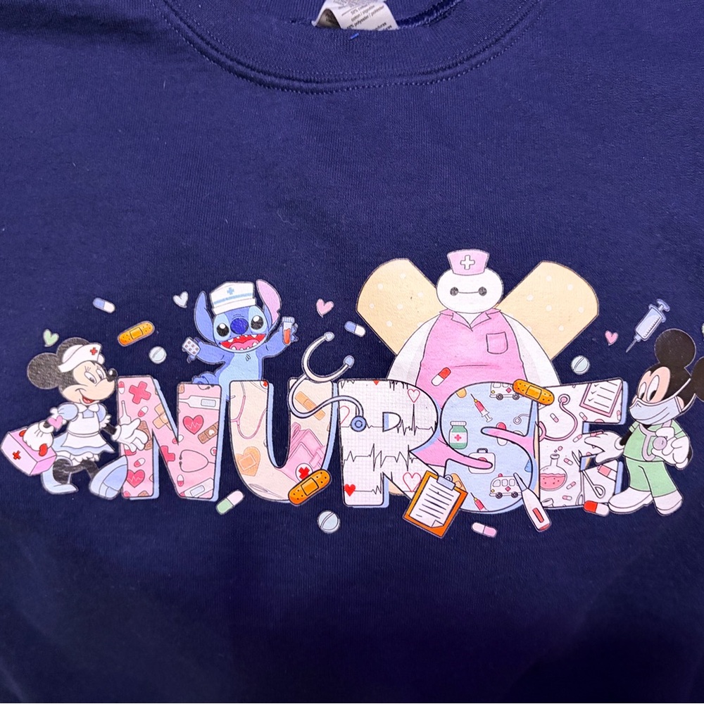 Navy Blue Nurse Disney Graphic Sweatshirt